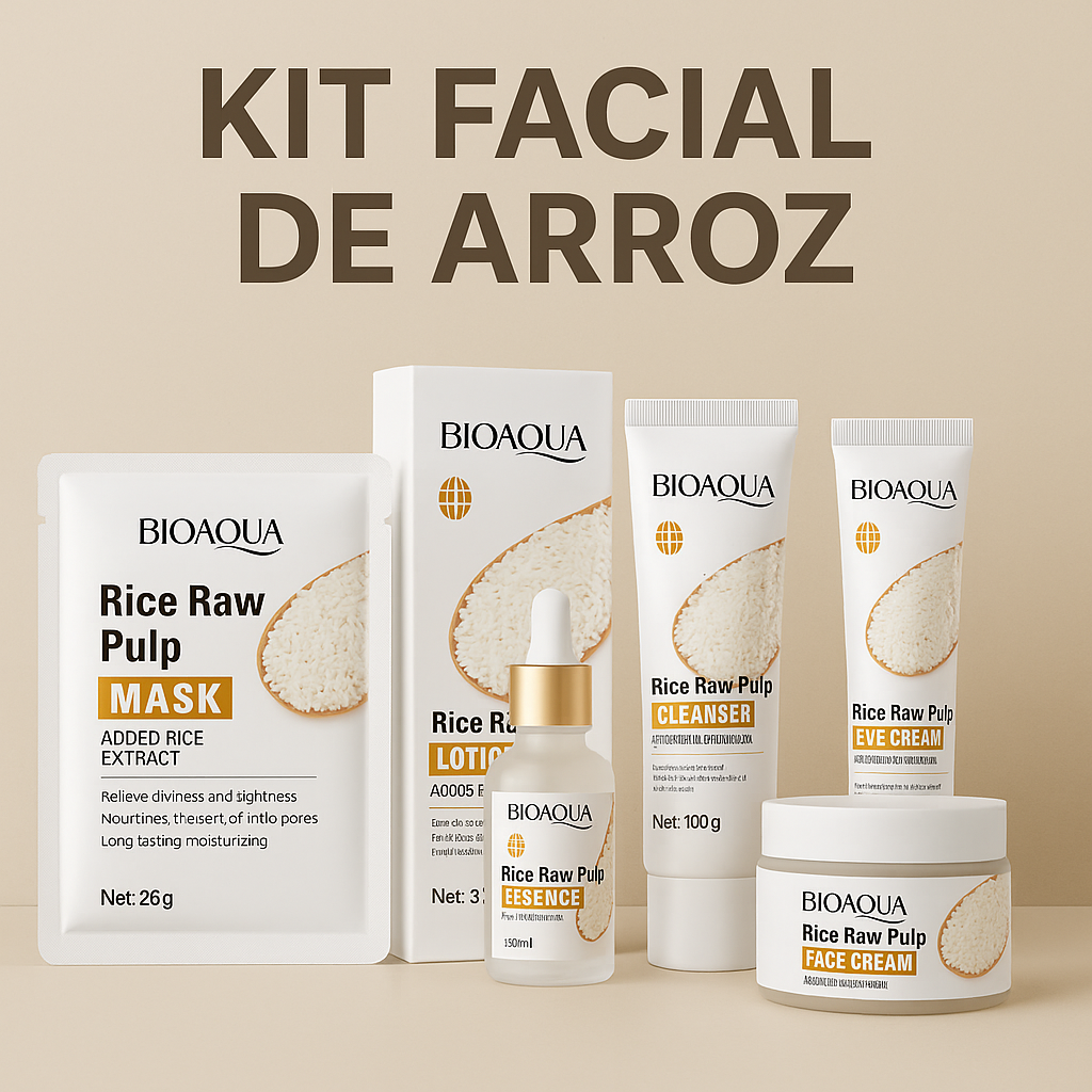 Kit facial Bioaqua con arroz – Luminosidad natural y suavidad para la piel